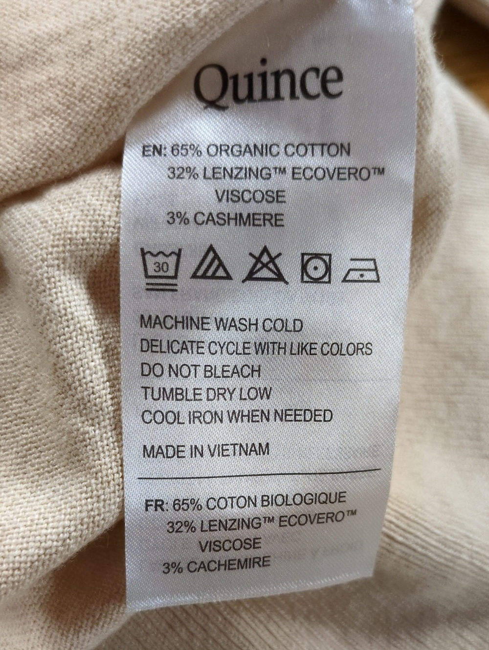 Quince Lightweight Cotton Cashmere V-Neck Sweater Heather Oatmeal Size Small - Picture 6 of 8